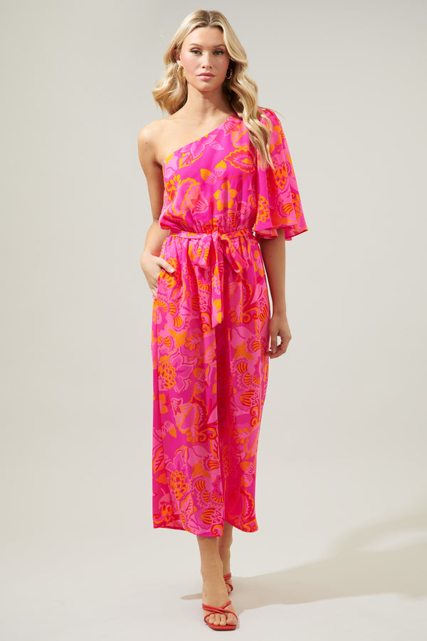 Sugarlips Lanai Tropics One Shoulder Libby Cropped Jumpsuit