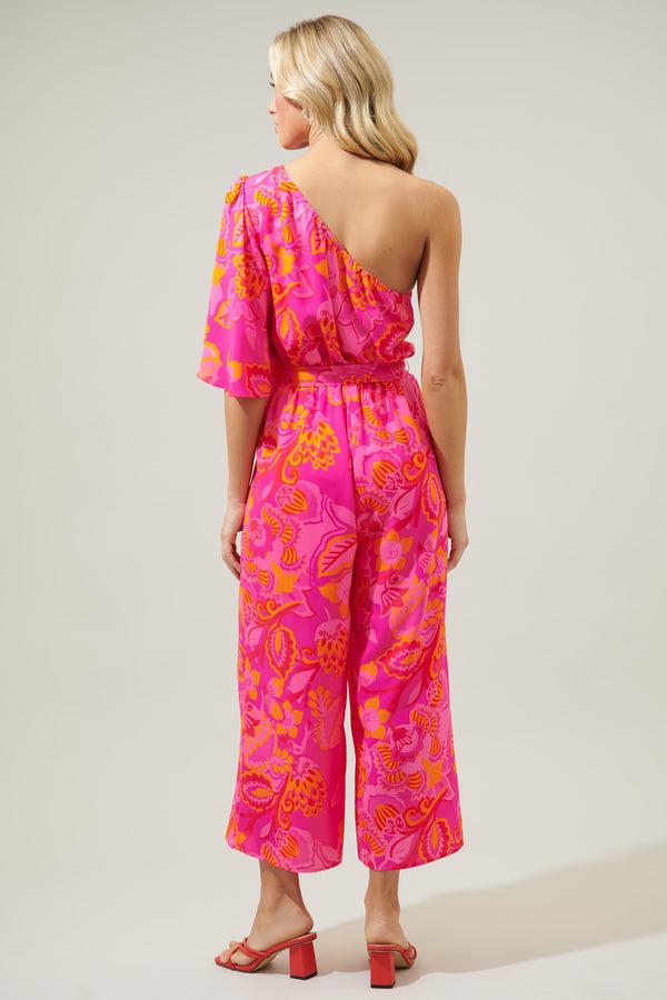 Sugarlips Lanai Tropics One Shoulder Libby Cropped Jumpsuit