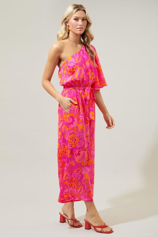Sugarlips Lanai Tropics One Shoulder Libby Cropped Jumpsuit