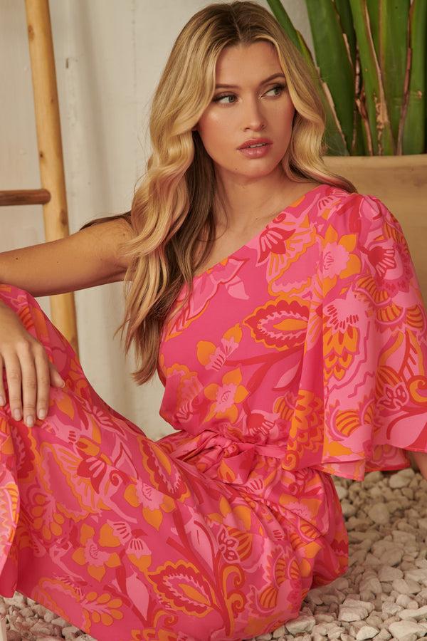 sugarlips Lanai Tropics One Shoulder Libby Cropped Jumpsuit
