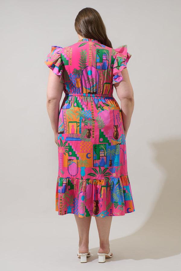 Sugarlips Lanus City Dillan Midi Ruffle Dress Curve