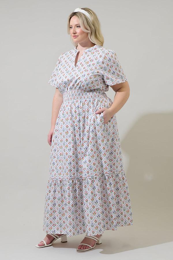 Sugarlips Lara Floral Belraj Poplin Maxi Dress Curve