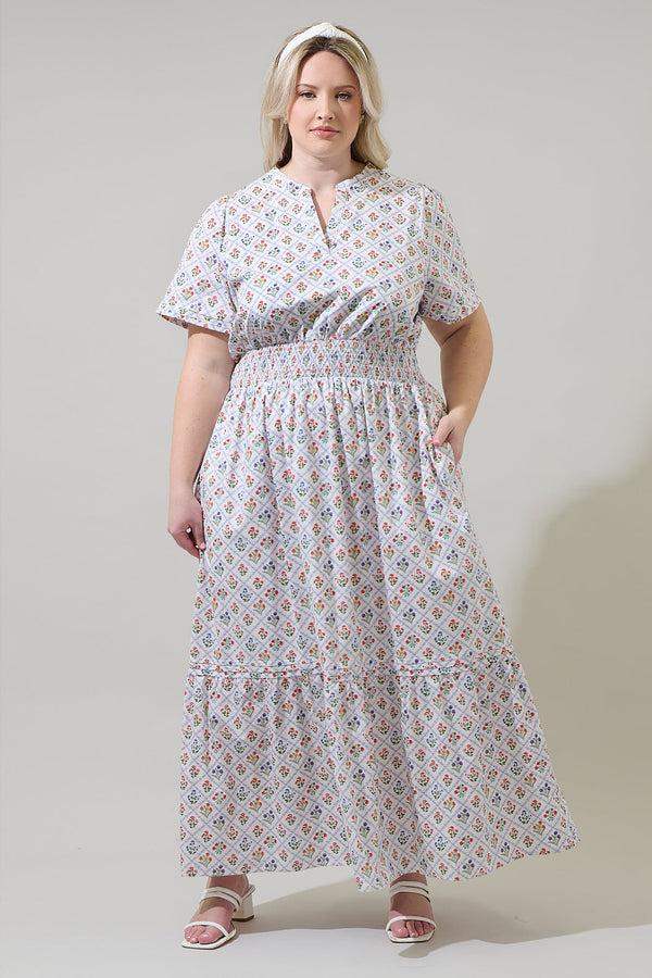 sugarlips Lara Floral Belraj Poplin Maxi Dress Curve