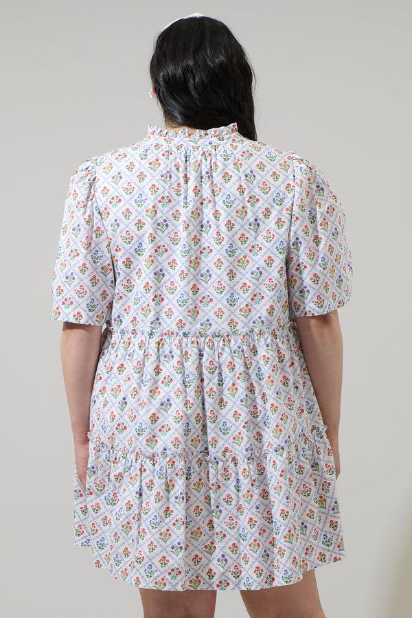 Sugarlips Lara Floral Dixie Split Neck Shift Dress Curve