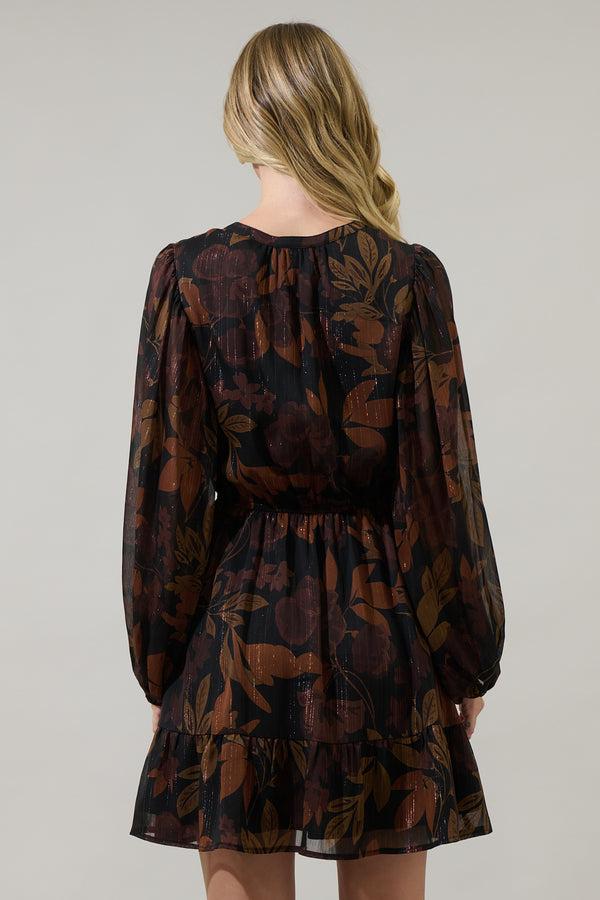 Sugarlips Larba Floral Paxton Balloon Sleeve Mini Dress