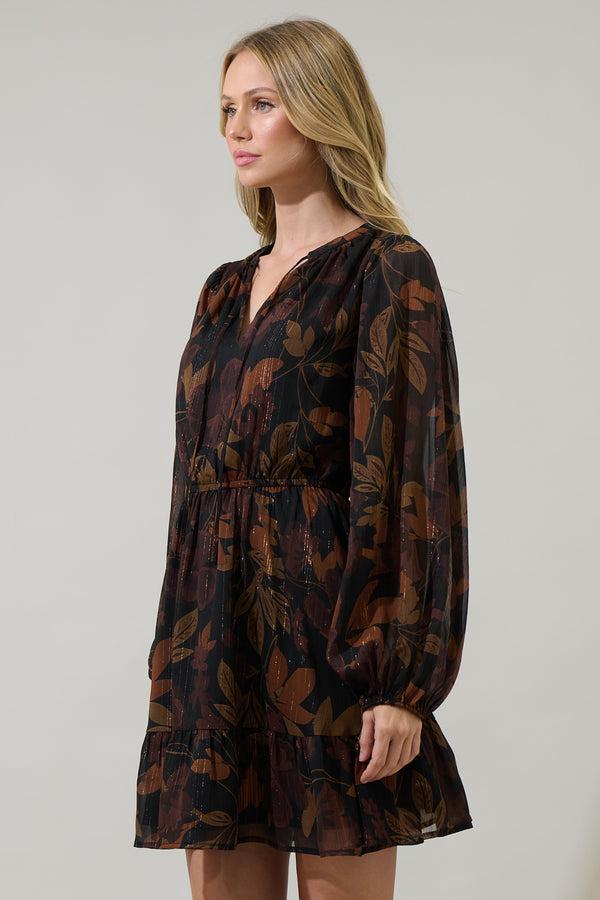 Sugarlips Larba Floral Paxton Balloon Sleeve Mini Dress