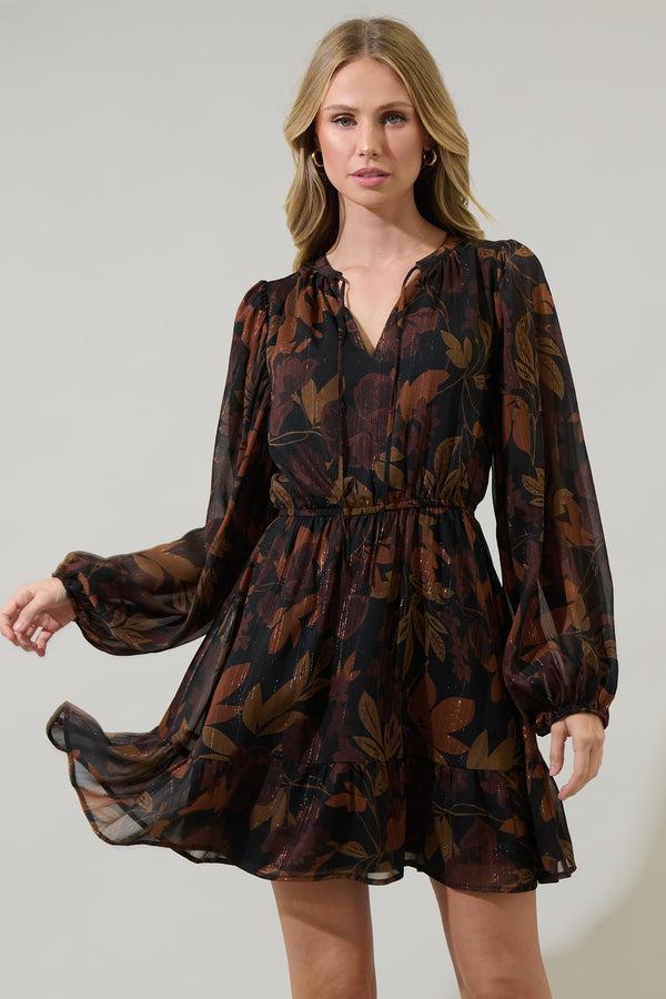 sugarlips Larba Floral Paxton Balloon Sleeve Mini Dress