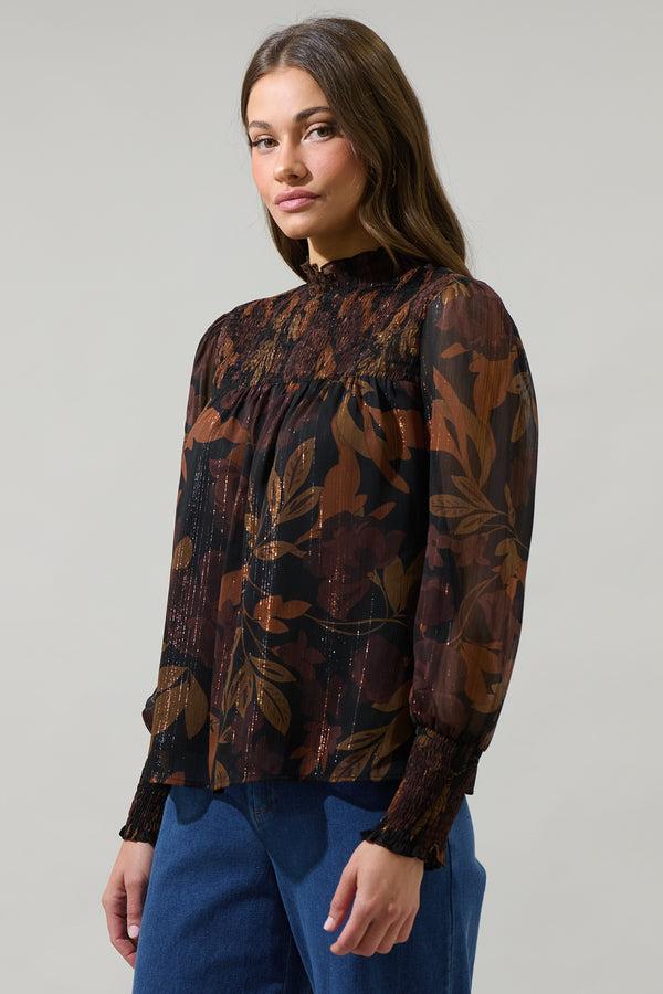 Sugarlips Larba Floral Sunnie Long Balloon Sleeve Top