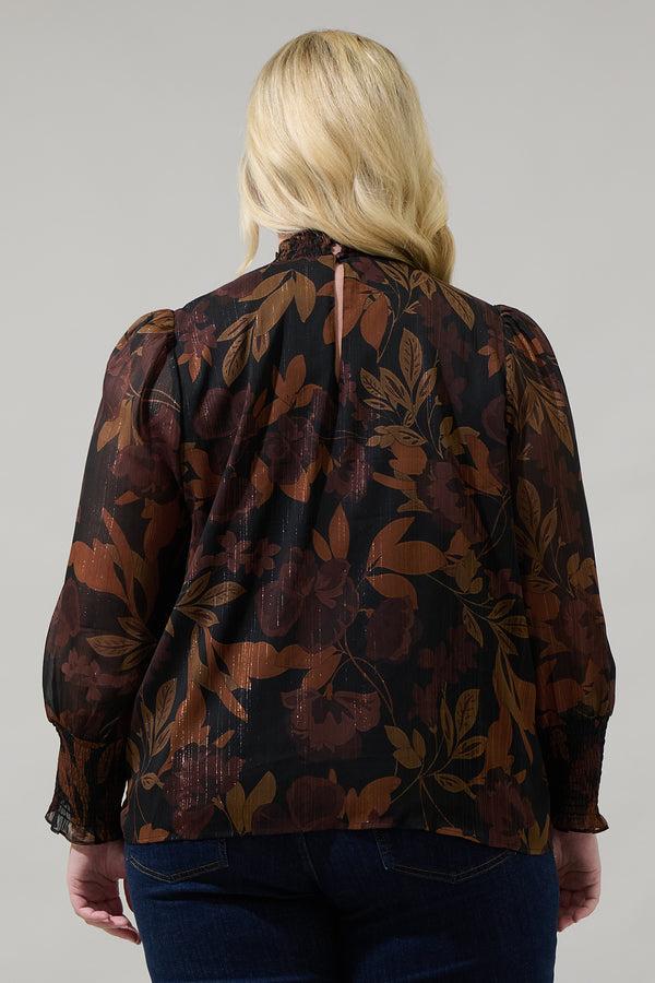 Sugarlips Larba Floral Sunnie Long Balloon Sleeve Top Curve