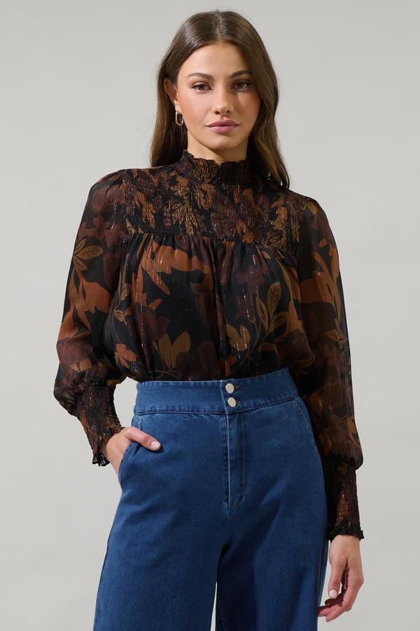 sugarlips Larba Floral Sunnie Long Balloon Sleeve Top