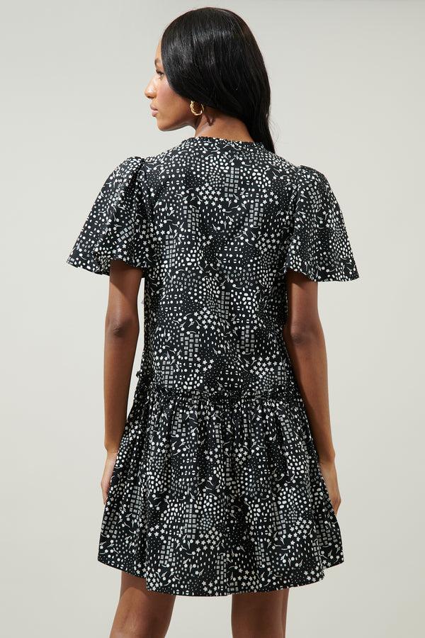 Sugarlips Larsa Onyx Geometric Rock A By Trapeze Mini Dress