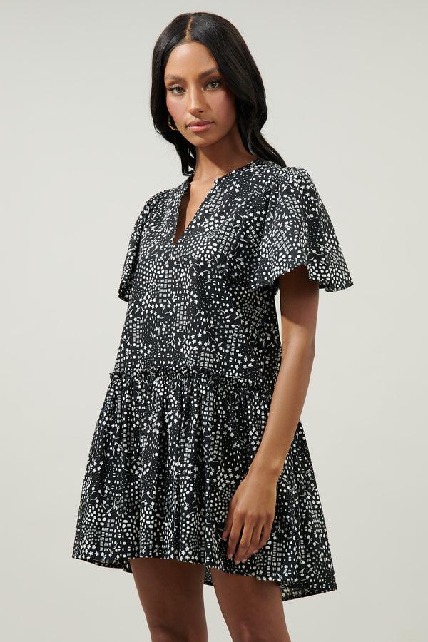 Sugarlips Larsa Onyx Geometric Rock A By Trapeze Mini Dress