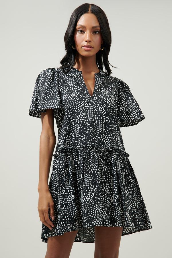 sugarlips Larsa Onyx Geometric Rock A By Trapeze Mini Dress