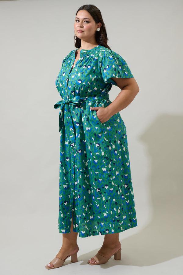 Sugarlips Laury Floral Mile Button Down Maxi Dress Curve