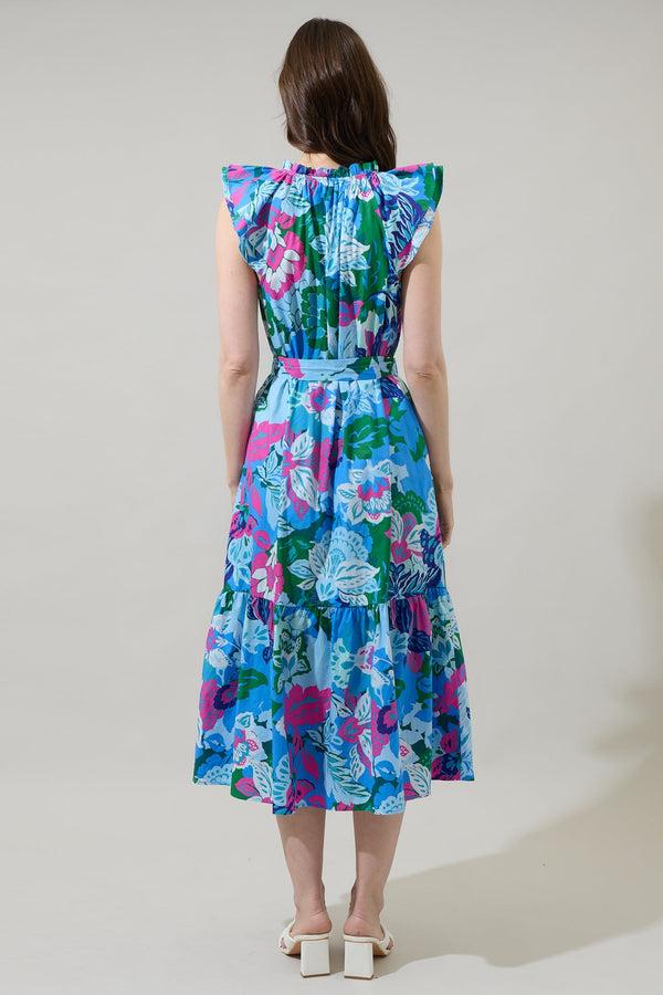 Sugarlips Lavera Floral Charlotte Button Midi Dress