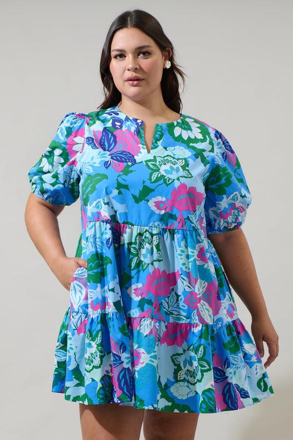 sugarlips Lavera Floral Maine Poplin Mini Dress Curve