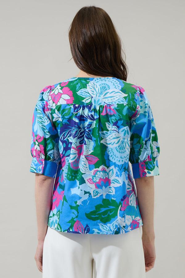 Sugarlips Lavera Floral Waterlilly Balloon Sleeve Top