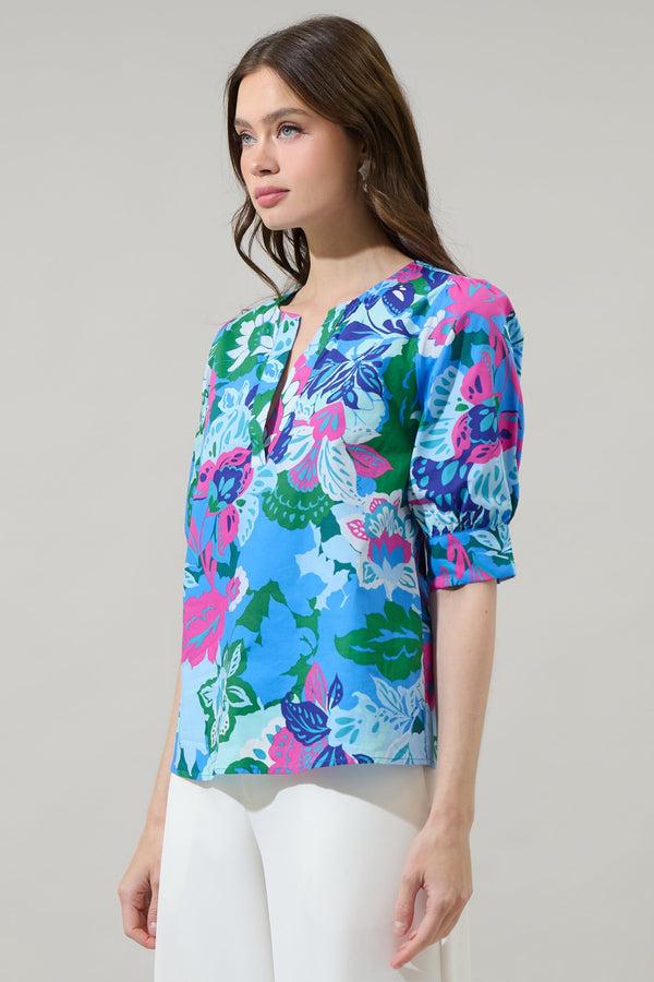 Sugarlips Lavera Floral Waterlilly Balloon Sleeve Top