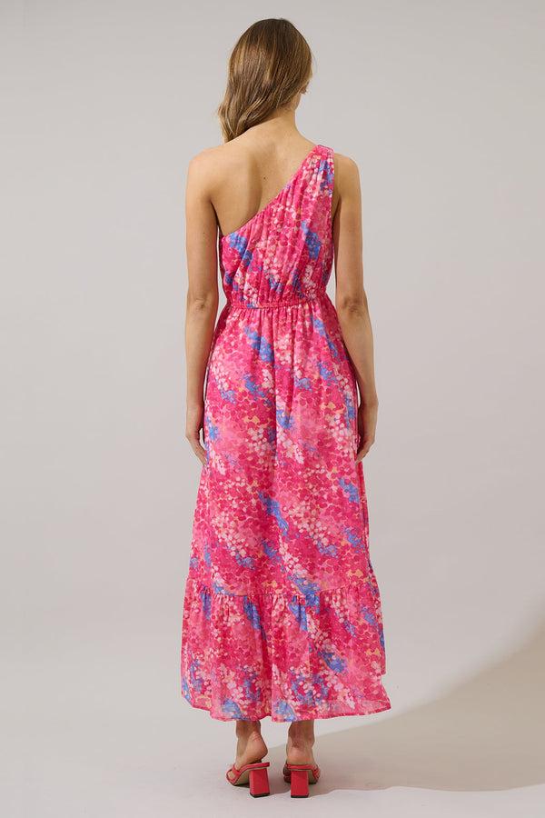 Sugarlips Leah Abstract Elya One Shoulder Maxi Dress
