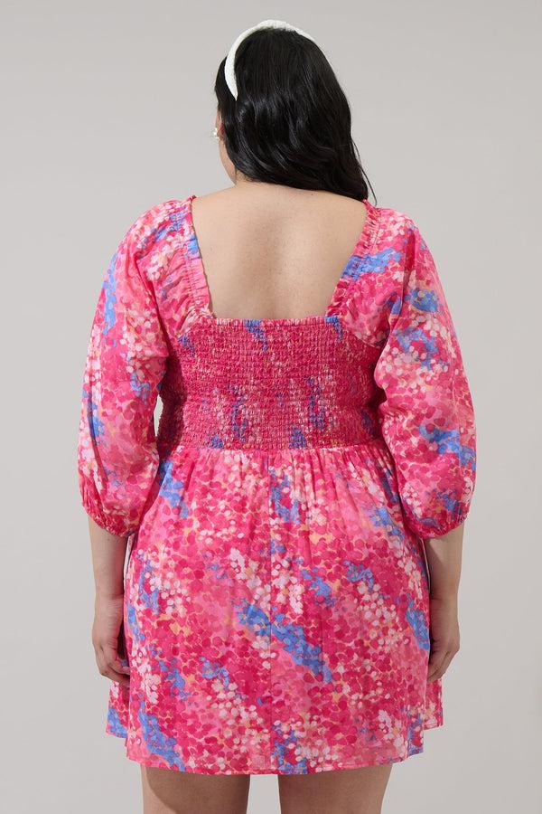 Sugarlips Leah Abstract Niko Smocked Mini Dress Curve