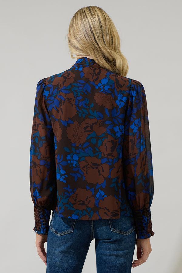 Sugarlips Lebanon Floral Etienne Tie Neck Long Sleeve Blouse