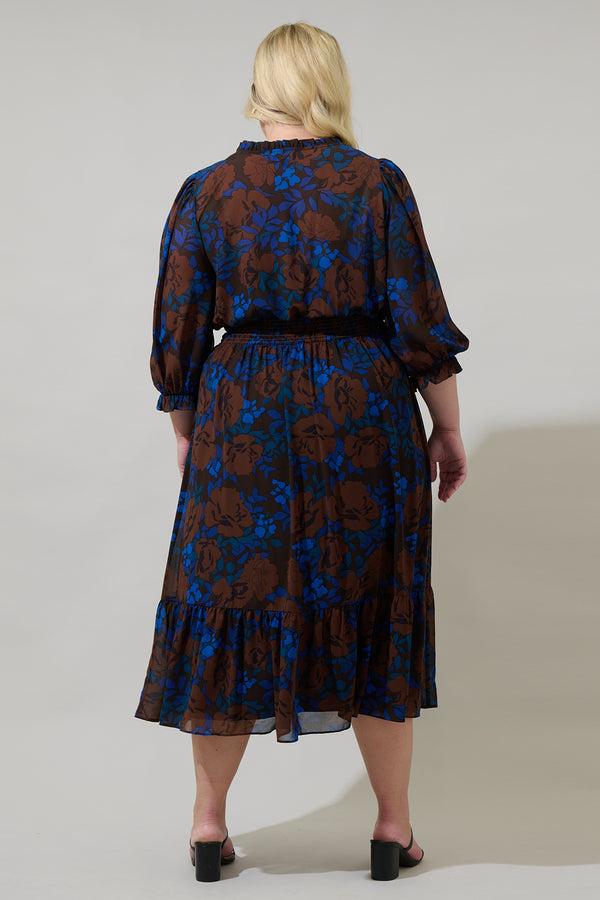 Sugarlips Lebanon Floral Irene Smocked Midi Dress Curve