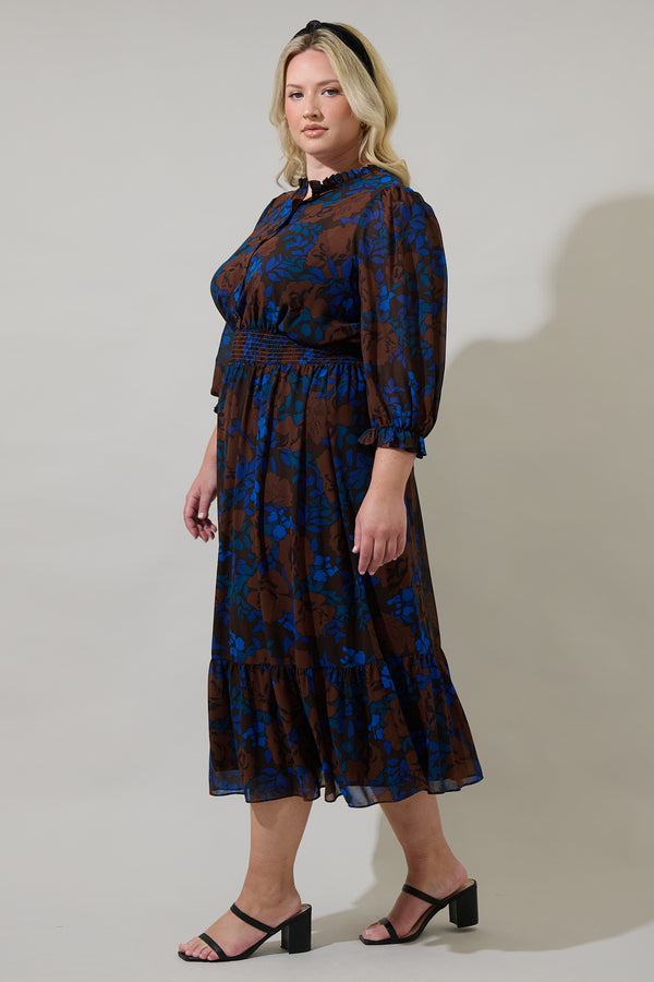 Sugarlips Lebanon Floral Irene Smocked Midi Dress Curve