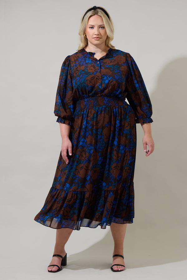sugarlips Lebanon Floral Irene Smocked Midi Dress Curve