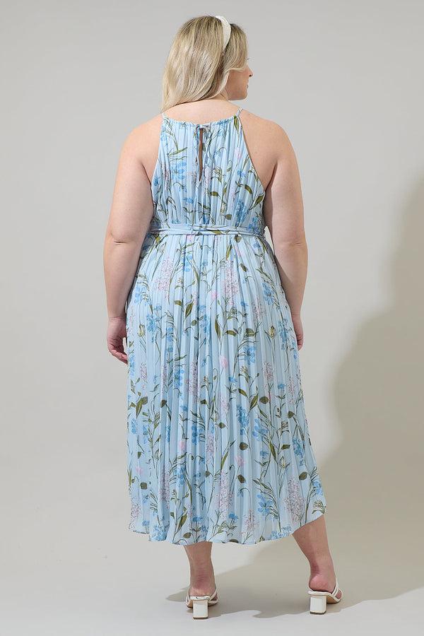 Sugarlips Leida Floral Maly Pleated Midi Dress Curve