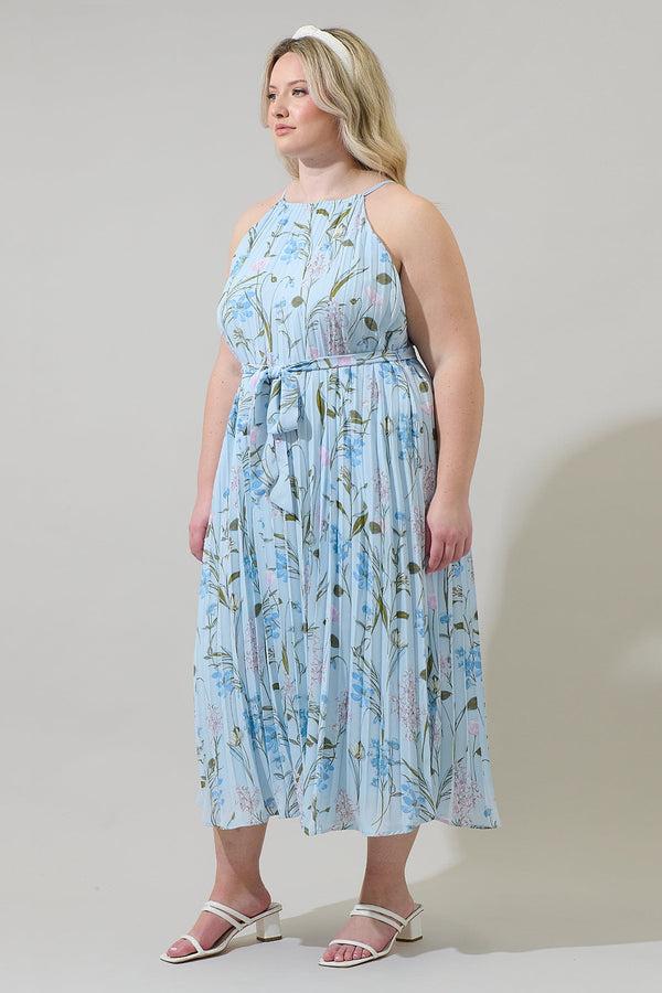 Sugarlips Leida Floral Maly Pleated Midi Dress Curve
