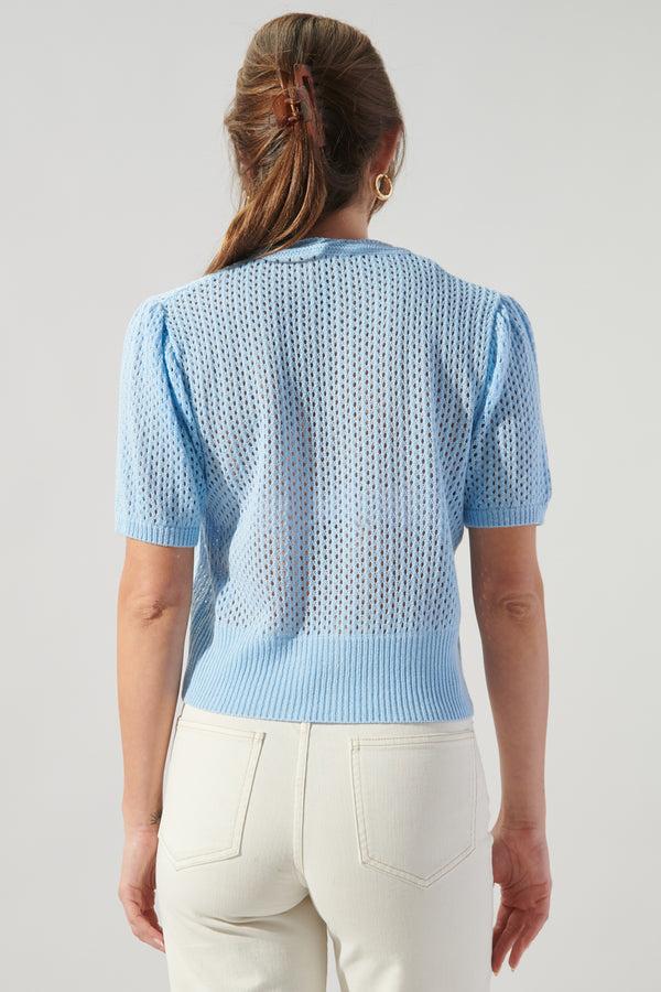 Sugarlips Leighton Short Sleeve Crochet Knit Cardigan