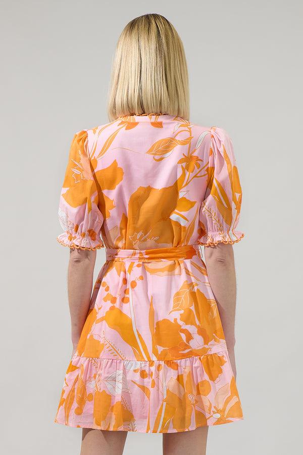 Sugarlips Lenira Floral Negin Split Neck Mini Dress
