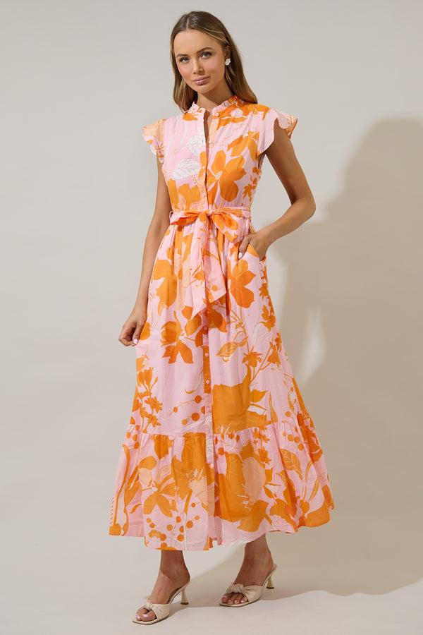 Sugarlips Lenira Floral Riah Button Down Maxi Dress