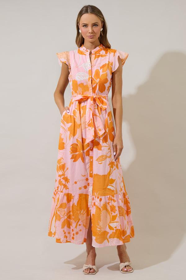 Sugarlips Lenira Floral Riah Button Down Maxi Dress