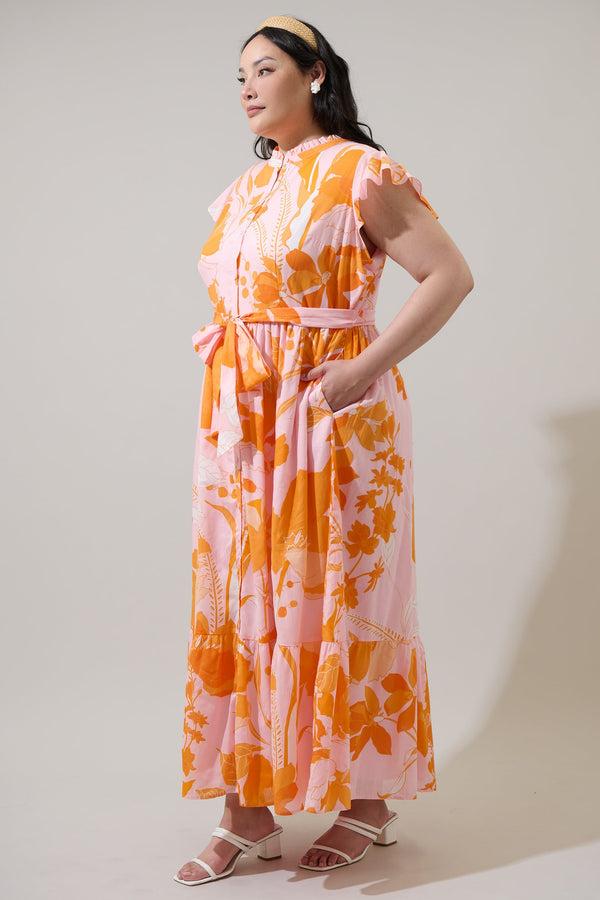 Sugarlips Lenira Floral Riah Button Down Maxi Dress Curve