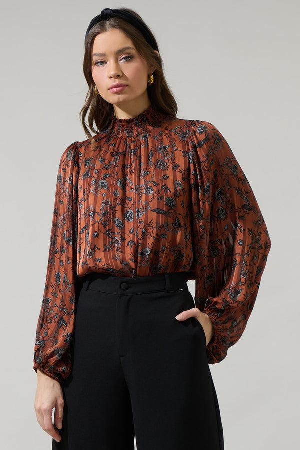 Sugarlips Leoben Floral Figaro Balloon Sleeve Blouse
