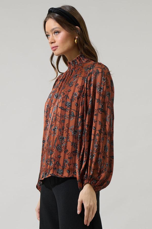 Sugarlips Leoben Floral Figaro Balloon Sleeve Blouse