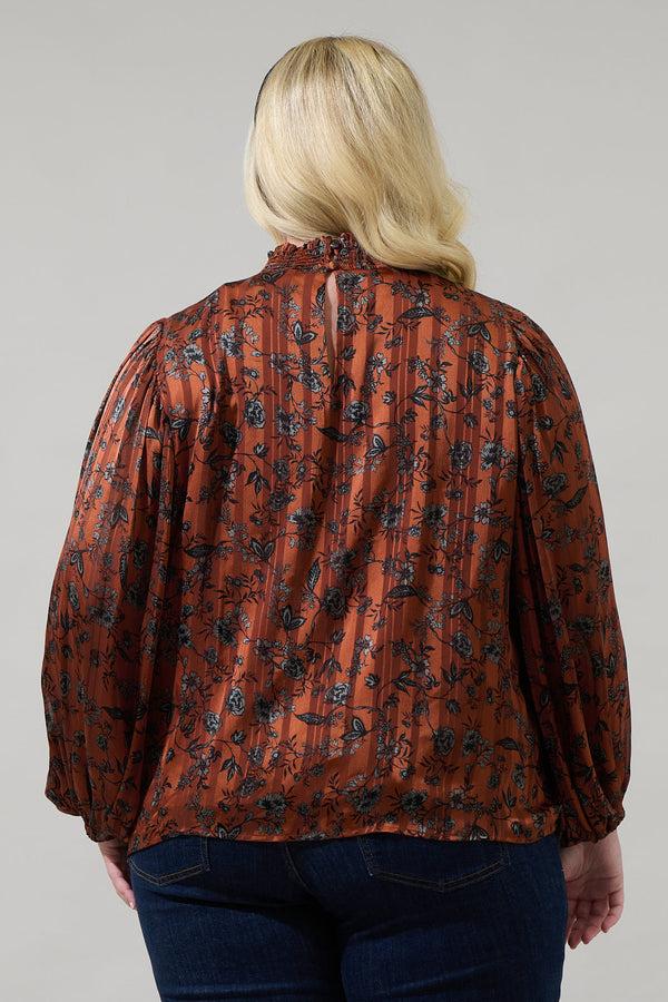 Sugarlips Leoben Floral Figaro Balloon Sleeve Blouse Curve