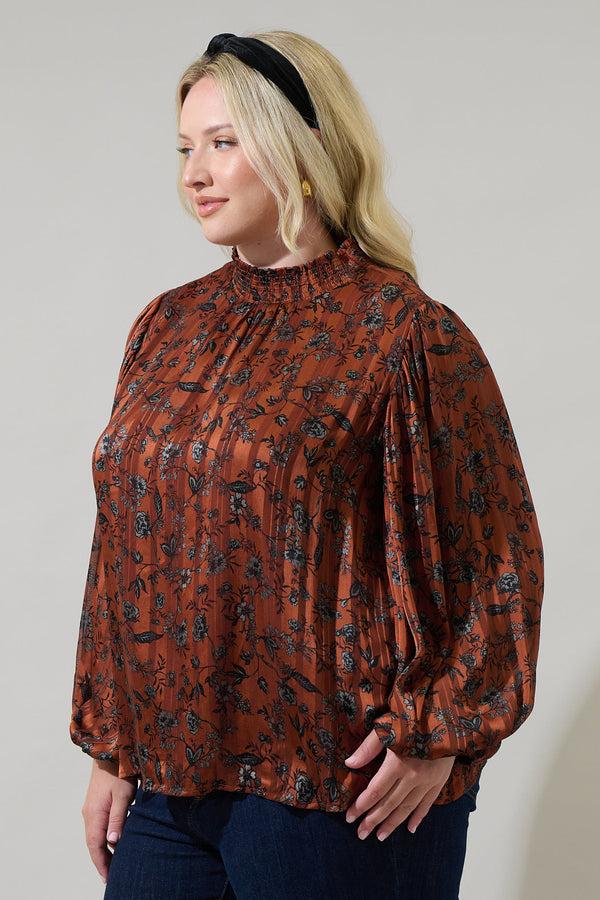 Sugarlips Leoben Floral Figaro Balloon Sleeve Blouse Curve