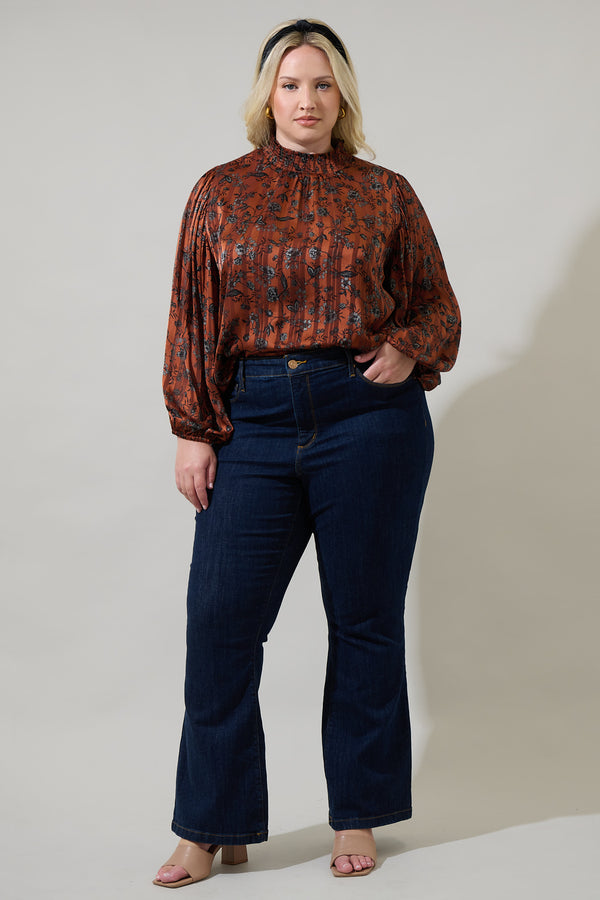 Sugarlips Leoben Floral Figaro Balloon Sleeve Blouse Curve