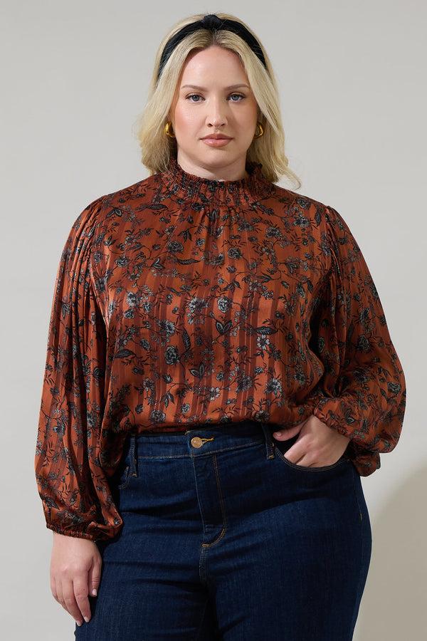 sugarlips Leoben Floral Figaro Balloon Sleeve Blouse Curve