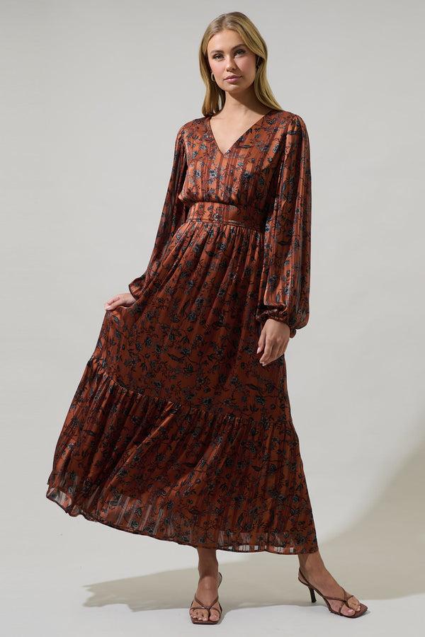 Sugarlips Leoben Floral Kent Long Sleeve Maxi Dress