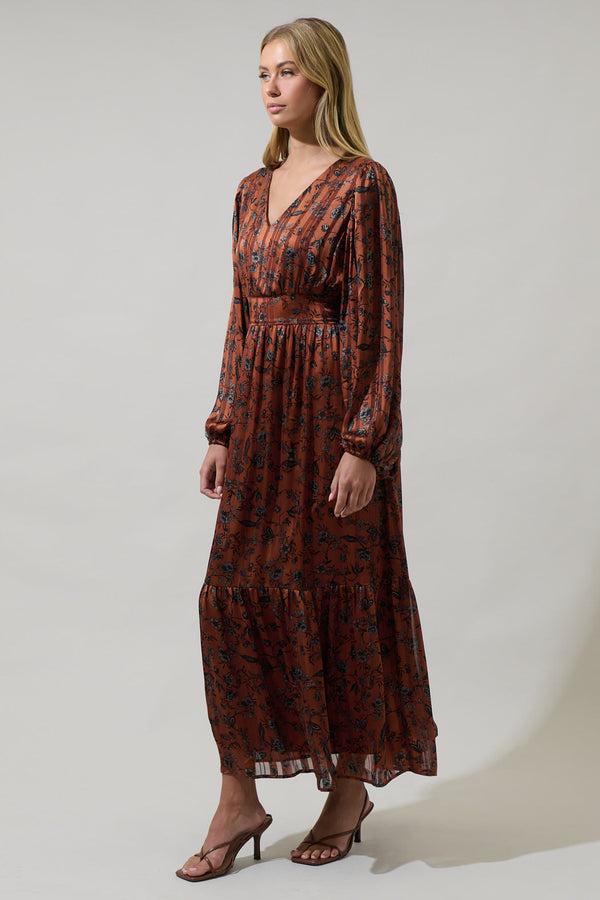 Sugarlips Leoben Floral Kent Long Sleeve Maxi Dress
