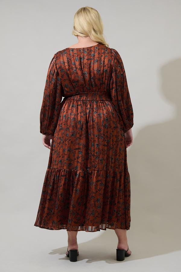 Sugarlips Leoben Floral Kent Long Sleeve Maxi Dress Curve