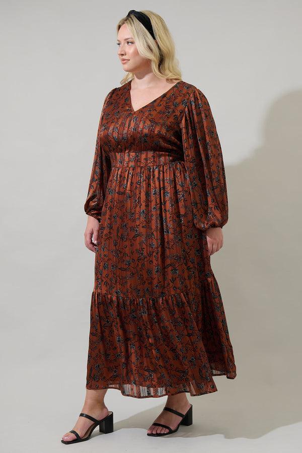Sugarlips Leoben Floral Kent Long Sleeve Maxi Dress Curve