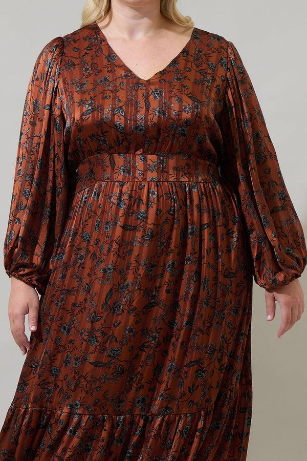 Sugarlips Leoben Floral Kent Long Sleeve Maxi Dress Curve