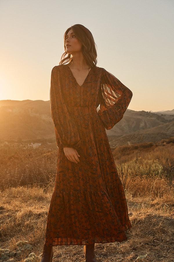sugarlips Leoben Floral Kent Long Sleeve Maxi Dress