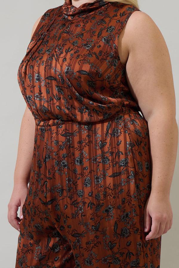 Sugarlips Leoben Floral Siren Drape Neck Jumpsuit Curve