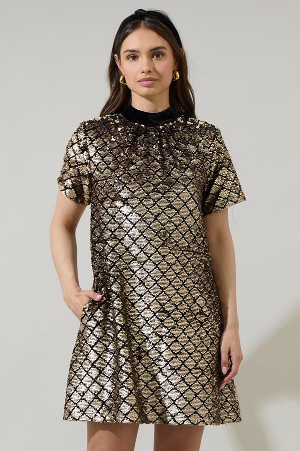 Sugarlips Leslie Sequin Nova Back Bow Tie Mini Dress