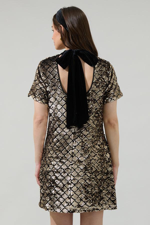 Sugarlips Leslie Sequin Nova Back Bow Tie Mini Dress